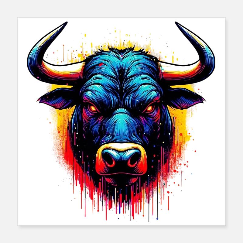 Bull Poster 16" x 16" (40x40 cm)