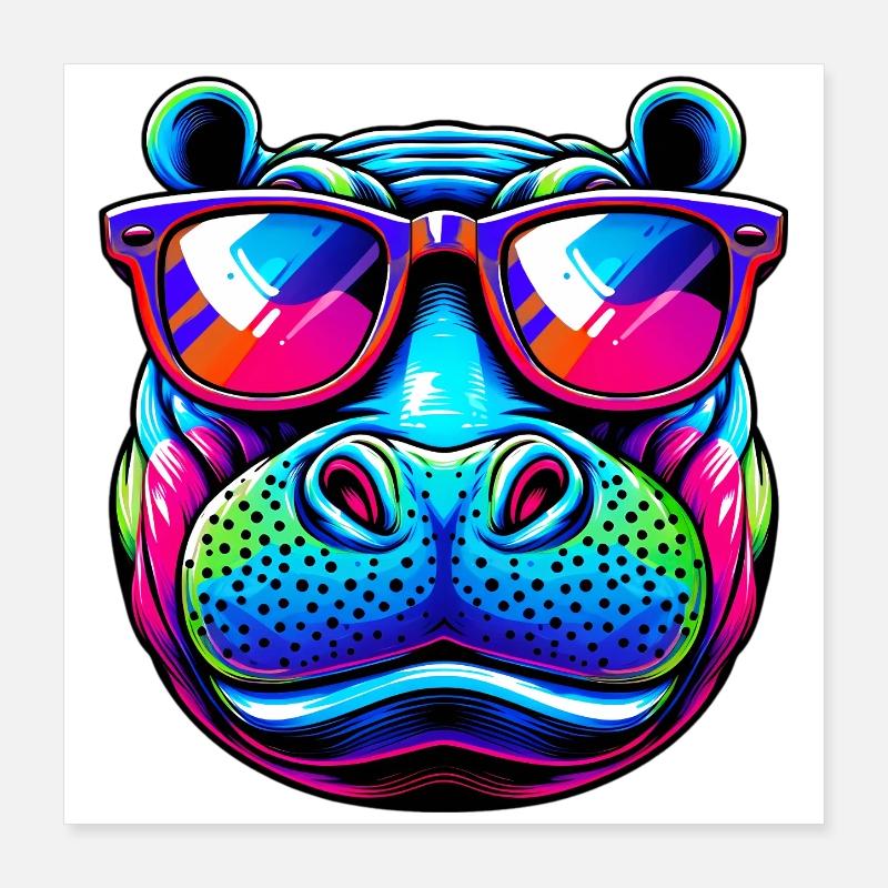 Hippopotamus Poster 16" x 16" (40x40 cm)