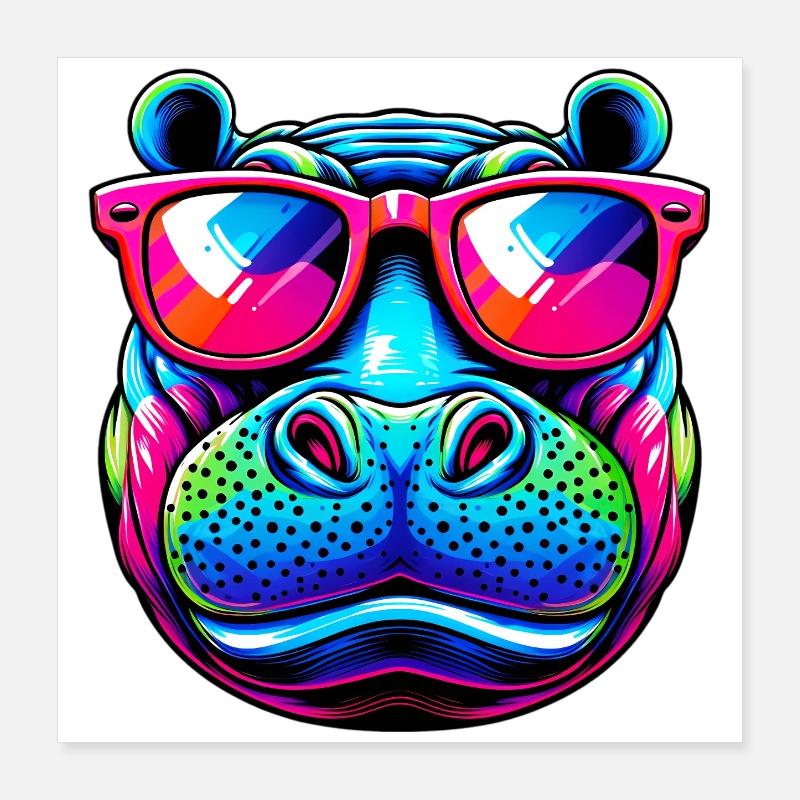 Nilpferd Poster 40x40 cm