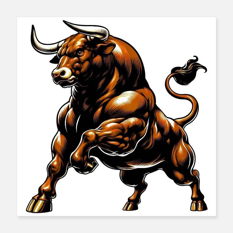 Bull Poster 16" x 16" (40x40 cm)