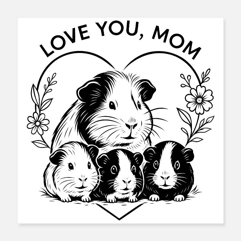 Meerschweinchen Mama Muttertag Geschenkidee Poster 40x40 cm