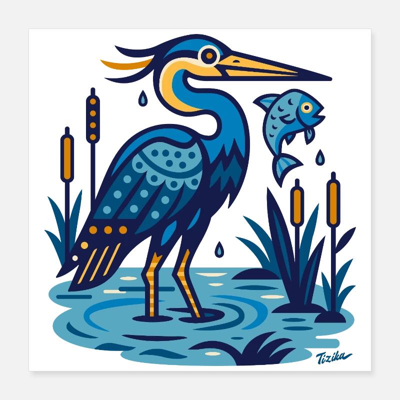 Grey heron Poster 16" x 16" (40x40 cm)