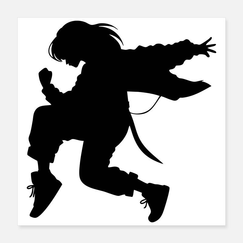 Breakdance B-Girl Silhouette in Action Poster 40x40 cm
