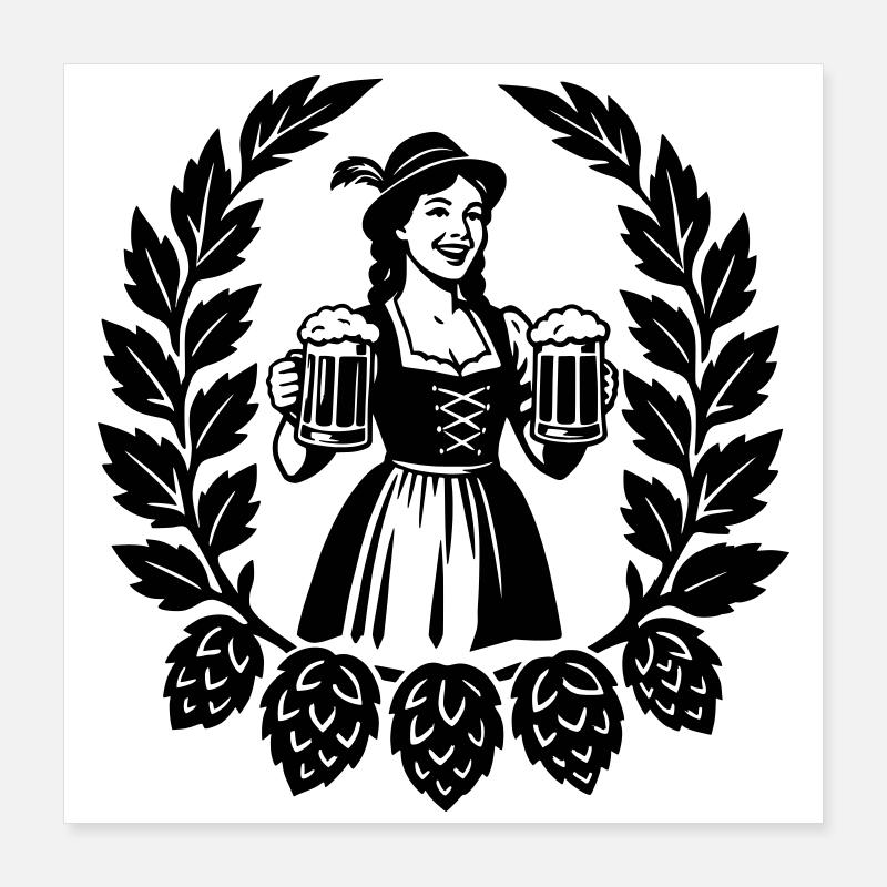 Bier Mädchen Poster 40 x 40 cm