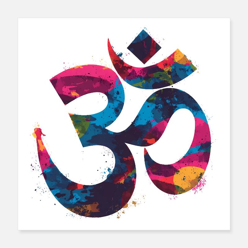 Buntes Om Symbol im Graffiti Style Poster 40x40 cm