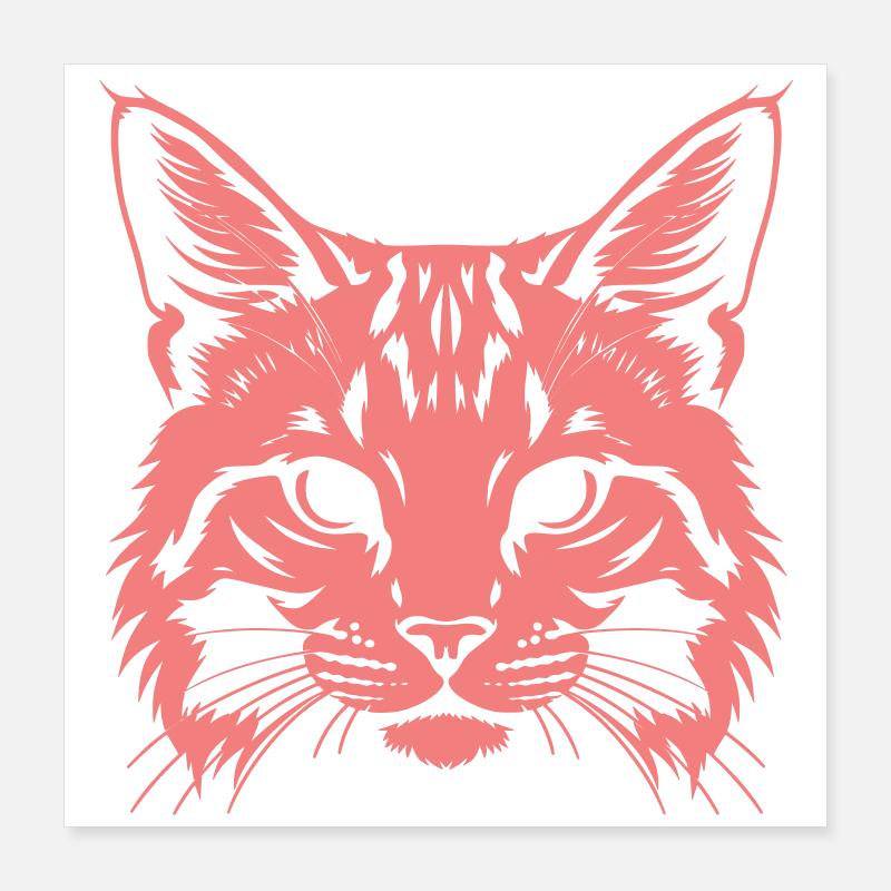 Silhouette de tête de chat Poster 40 x 40 cm