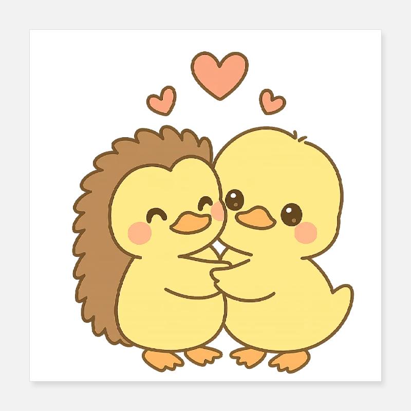 Couple de canards pour la Saint-Valentin Poster 40 x 40 cm