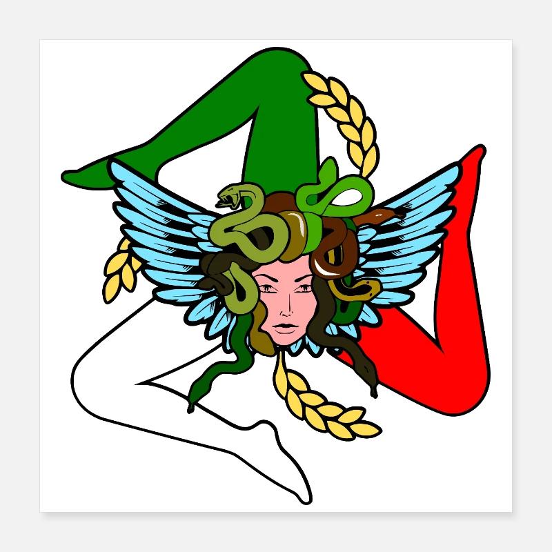 Sizilien Trinacria Poster 40x40 cm