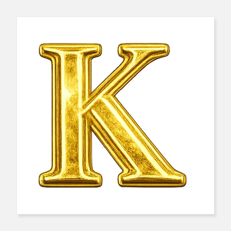 K Golden Monogram Poster 16" x 16" (40x40 cm)