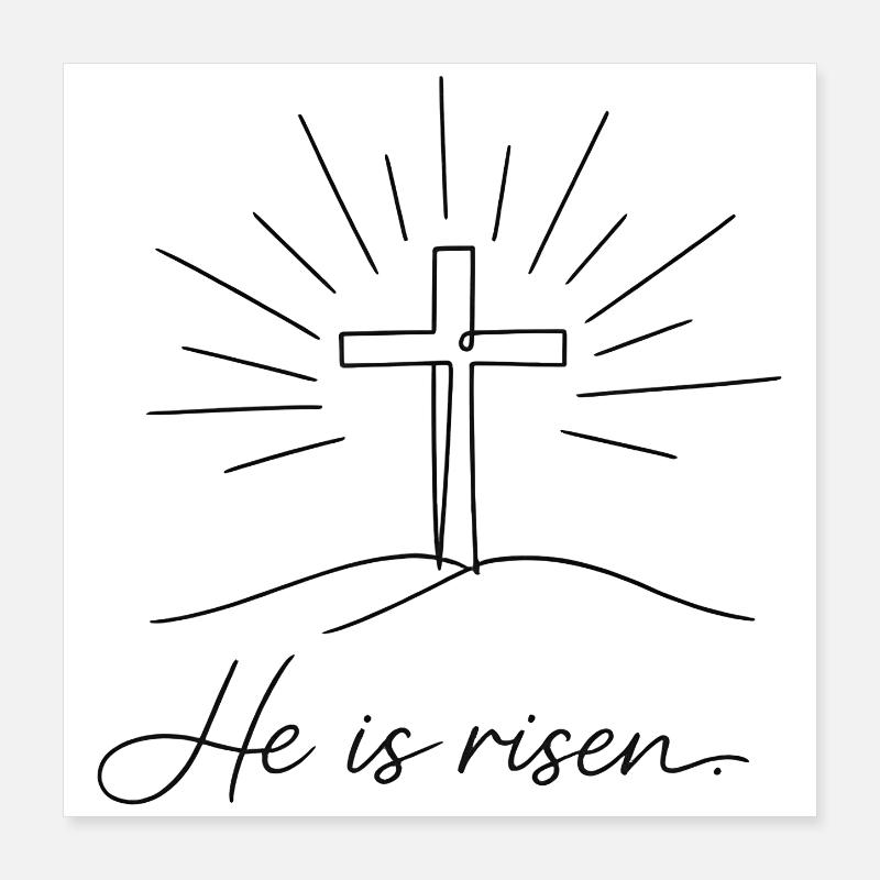 Crucifix Il est ressuscité Jésus de Pâques Poster 40 x 40 cm