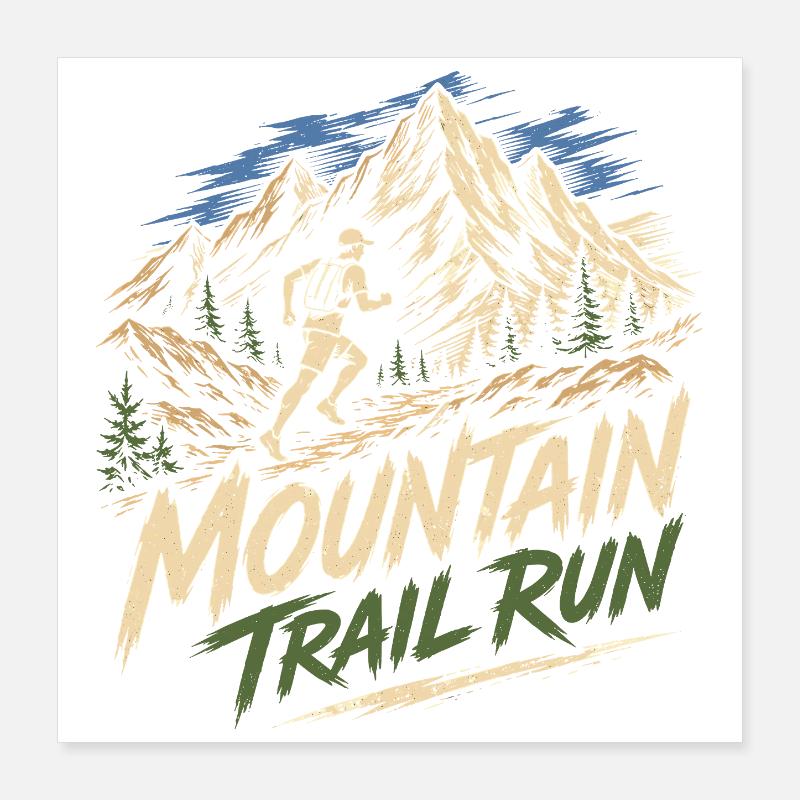 Course de montagne Poster 40 x 40 cm