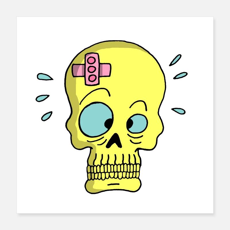 Skull and sticking plaster Poster 16" x 16" (40x40 cm)