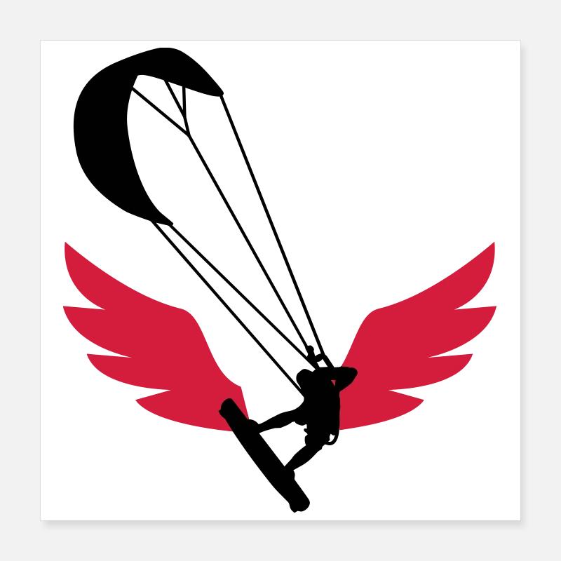 Kiteboarding / Kitesurfing / Kitesurf / Poster 40 x 40 cm