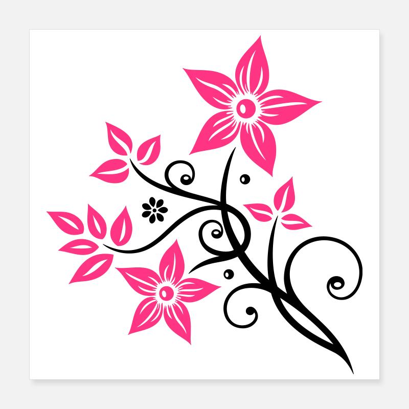 Belle fleurs en filigrane. Élément floral. Poster 40 x 40 cm