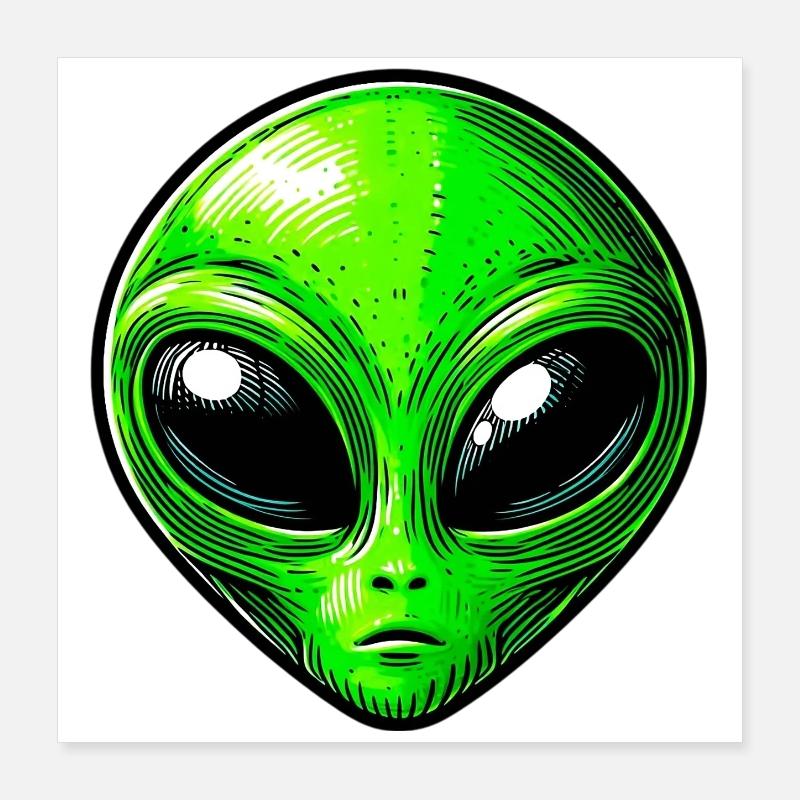 Martian Extraterrestrial Alien Poster 16" x 16" (40x40 cm)