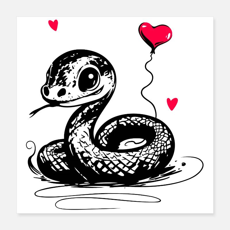 Serpent avec ballon coeur - Heartful Creatures Poster 40 x 40 cm