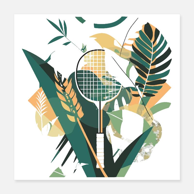 Badmintonschläger Kunstwerk Poster 40x40 cm