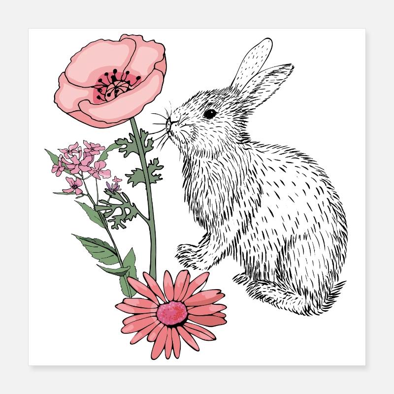 Easter Bunny Happy Easter Poster 16" x 16" (40x40 cm)