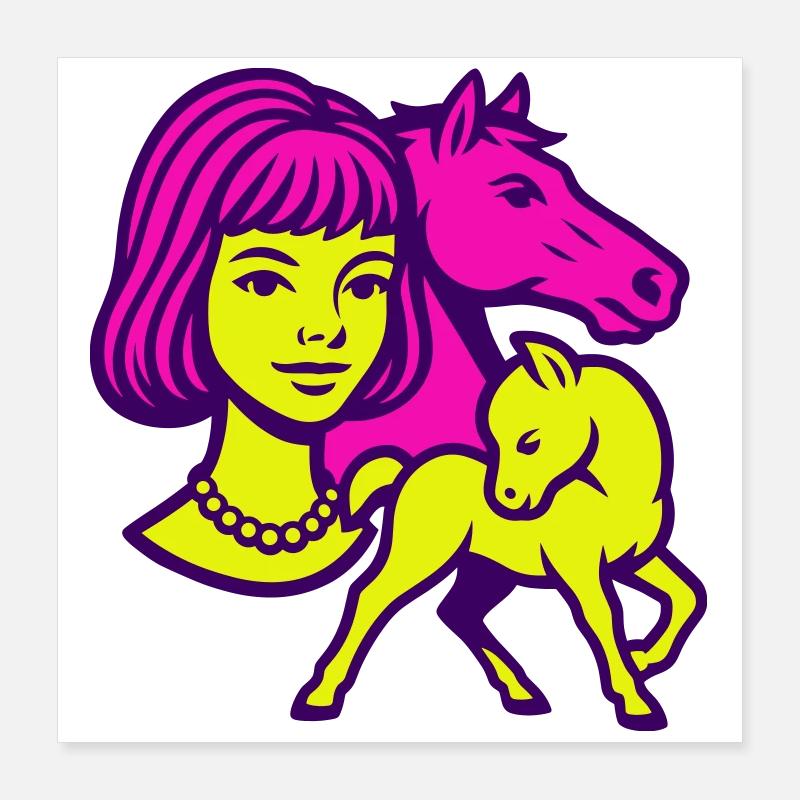 Pferdemädchen Pop-Art Poster 40x40 cm