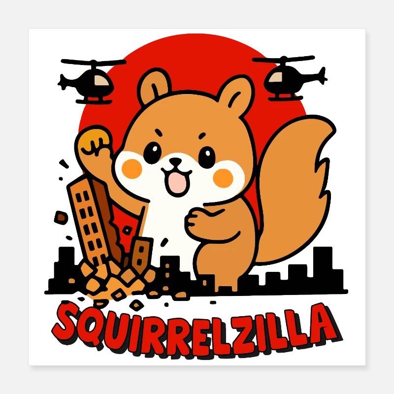 Squirrelzilla Urbanes Abenteuer Poster 40x40 cm