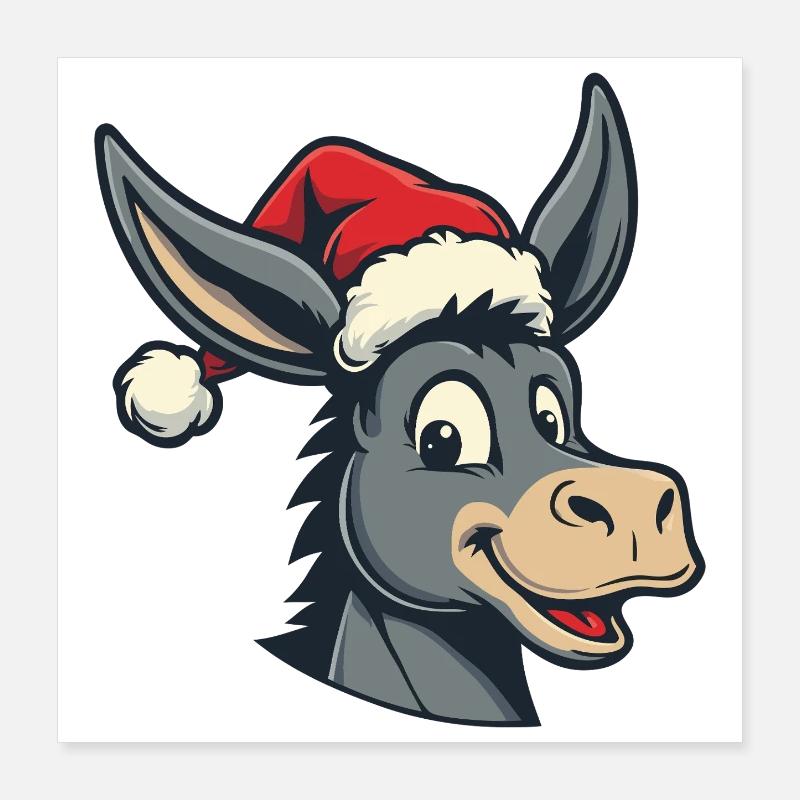 Weihnachts-Esel Poster 40x40 cm