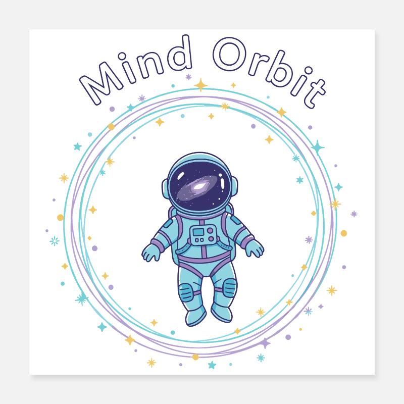 Astronaute en orbite de pensée Poster 40 x 40 cm