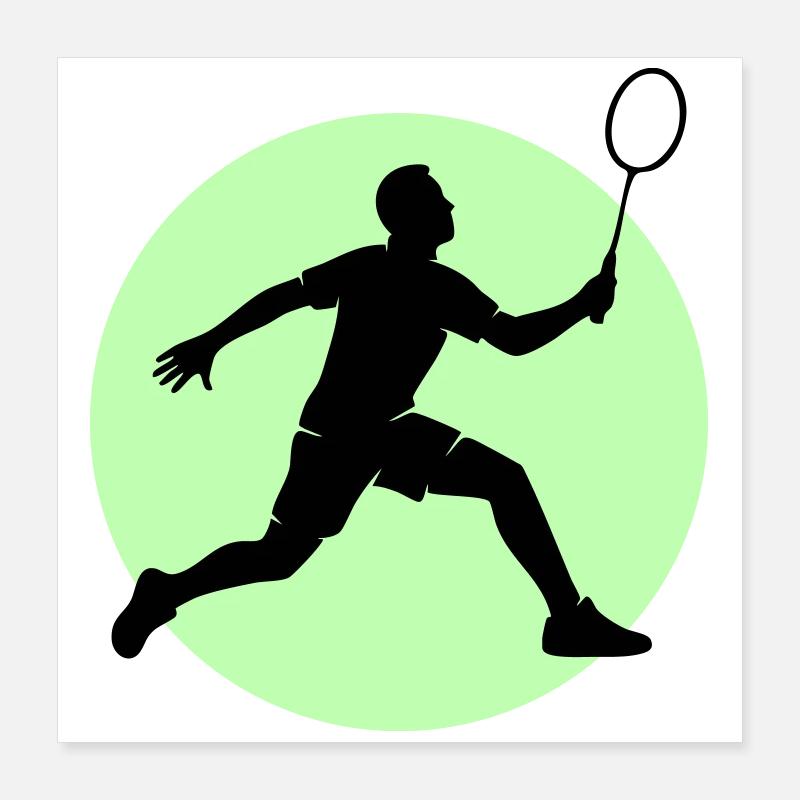 Badminton Player Forehand Poster 16" x 16" (40x40 cm)