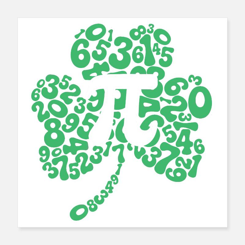 Shamrock Pi Symbol Pi Tag St. Patrick's Day Poster 40x40 cm