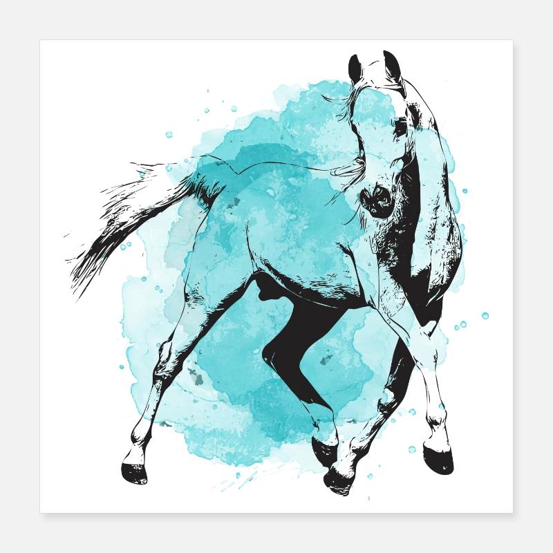 Cheval turquoise Poster 40 x 40 cm