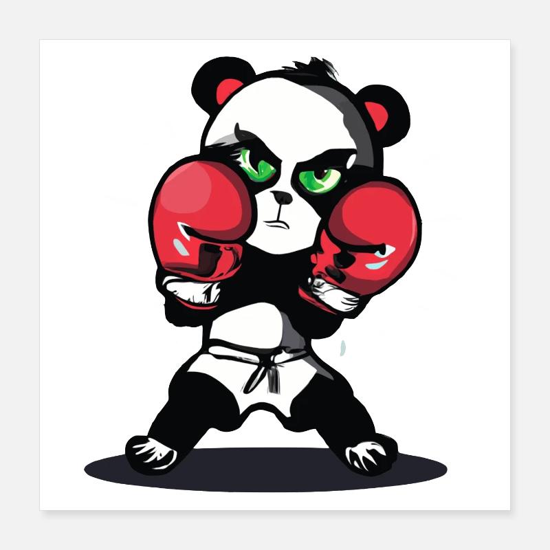 Boxender Panda im Ring Poster 40x40 cm