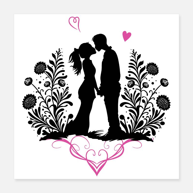 Embrasser les amoureux de la Saint-Valentin Amour Poster 40 x 40 cm