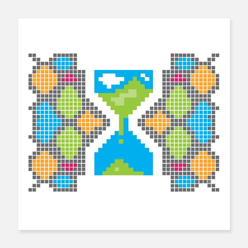 Pixel Gaming Loading – Don’t Panic Sanduhr Poster 40x40 cm