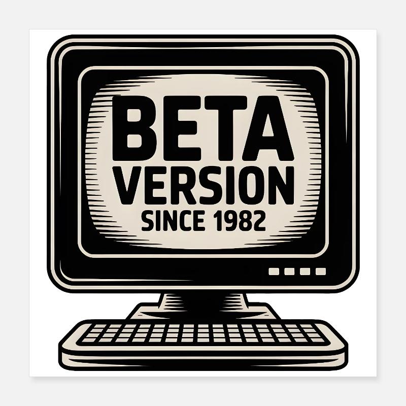 Retro Computer Beta Version Design Poster 40x40 cm