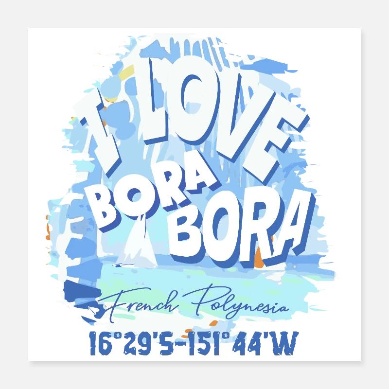 Design I love Bora Bora Bleu Poster 40 x 40 cm