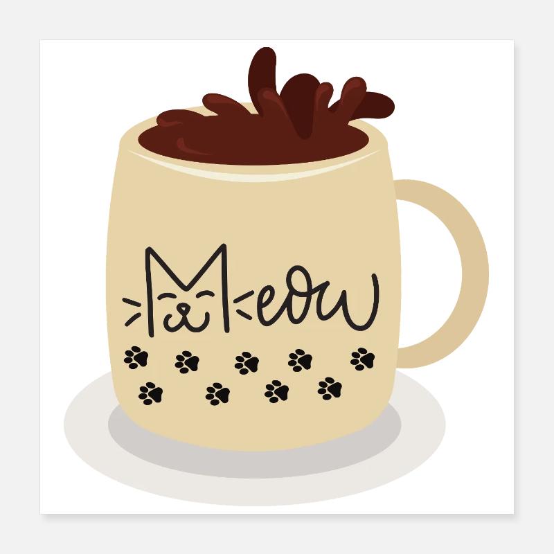Mug visage de chat avec empreintes de pattes Poster 40 x 40 cm