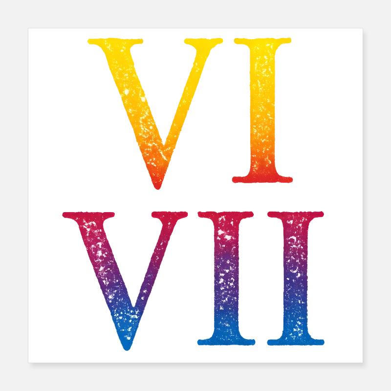 67 Meme VII Pile de chiffres romains Poster 40 x 40 cm