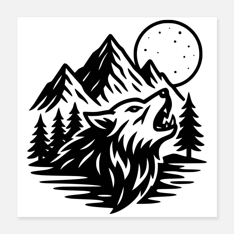 Full Moon Wolf Poster 16" x 16" (40x40 cm)