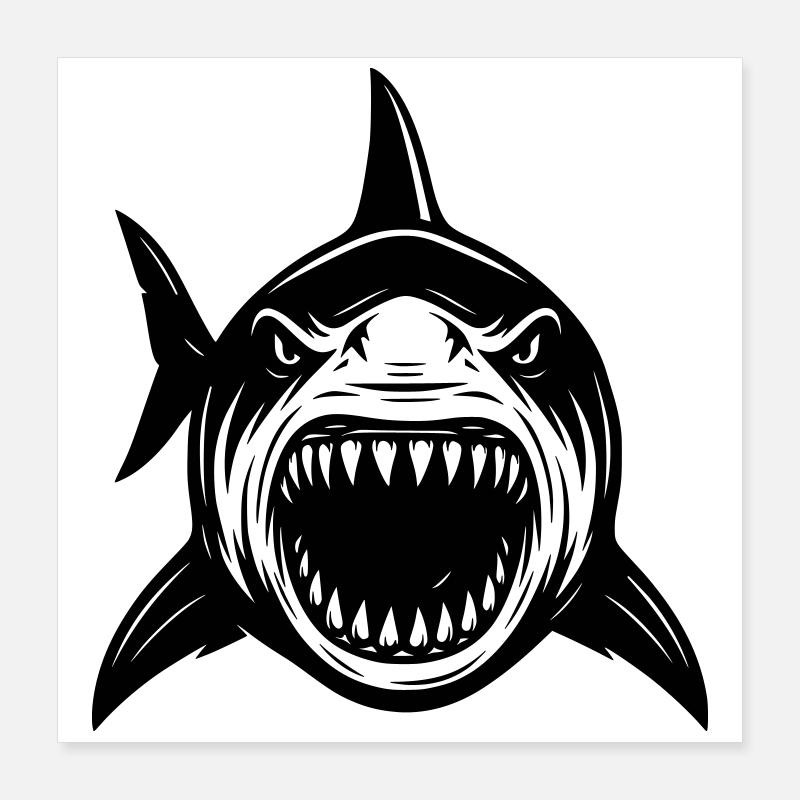 Weißer Hai Shark Attack Angriff  Poster 40x40 cm