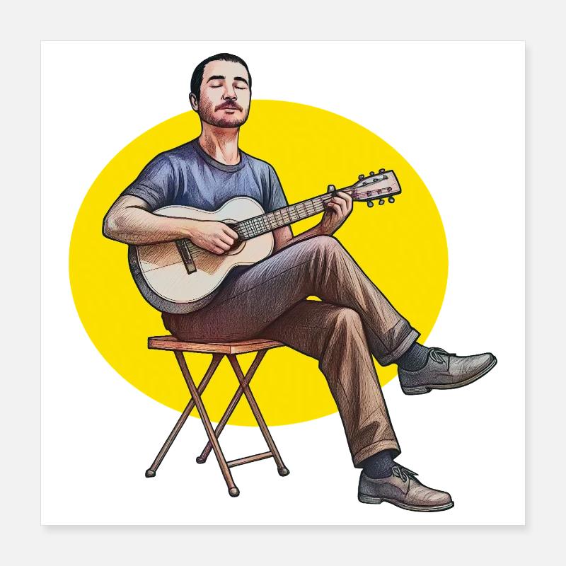 AKUSTISCHER GITARRIST – Klang & Bild Poster 40x40 cm