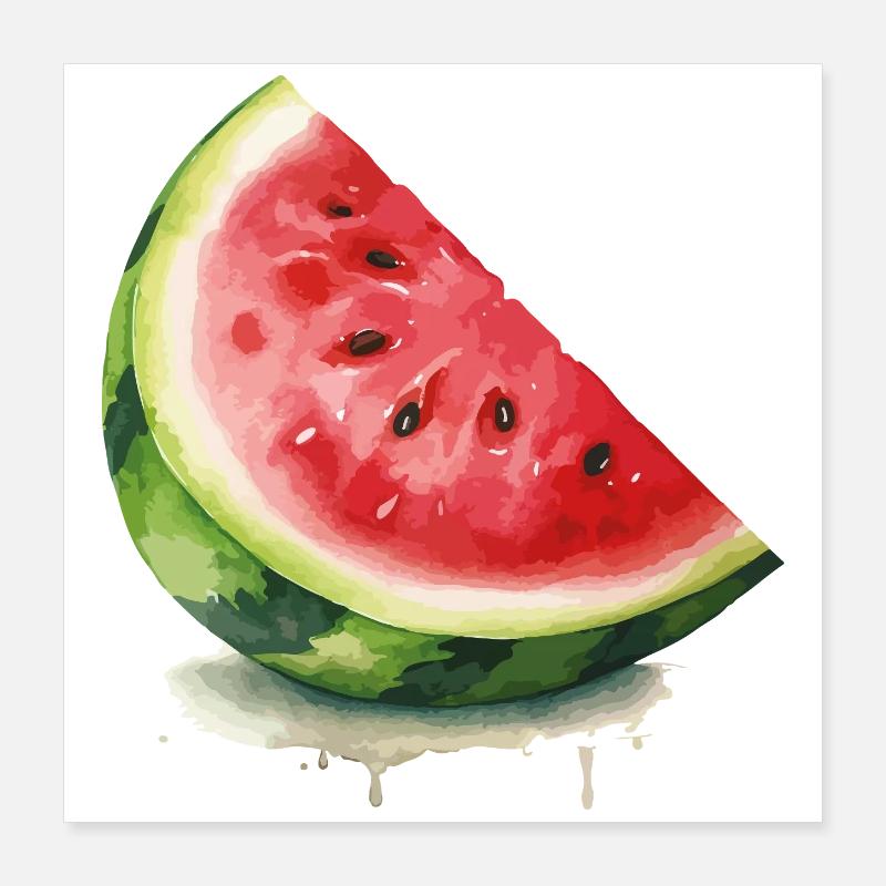 Tranche de pastèque à l’aquarelle Poster 40 x 40 cm