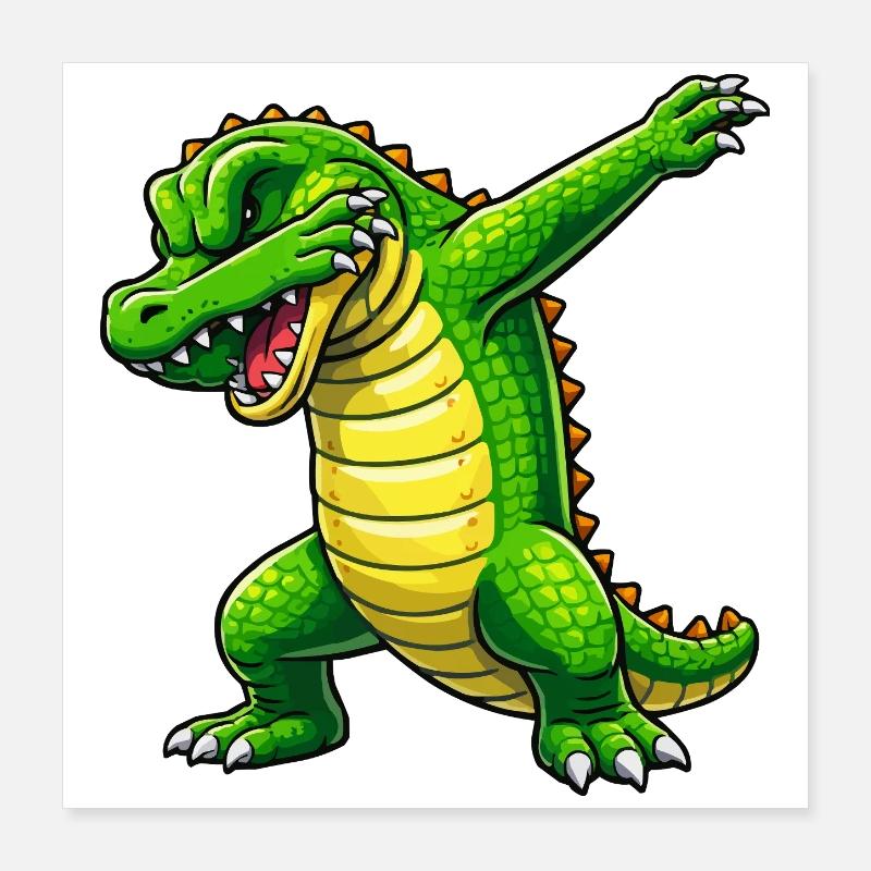 Dab Cartoon Crocodile Poster 40 x 40 cm