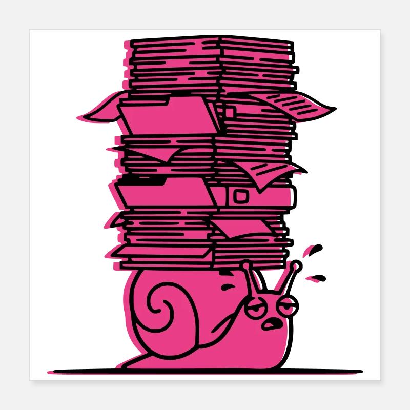 Schnecke Bücher Lernen Comic Poster 40x40 cm