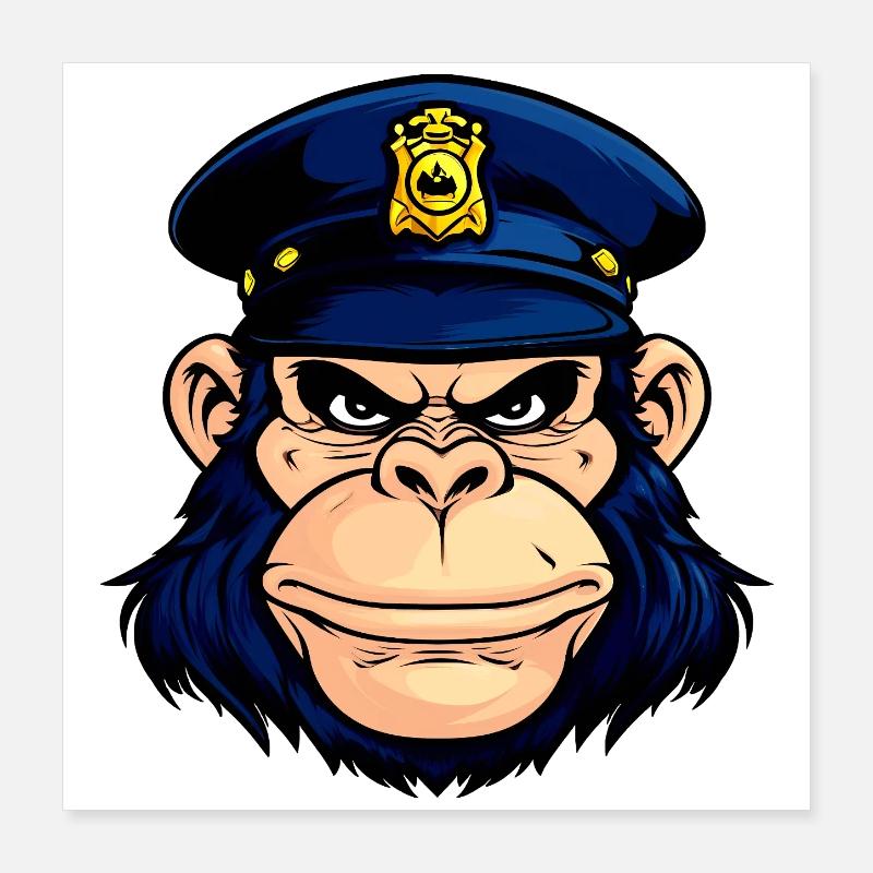Affen Polizei Poster 40x40 cm