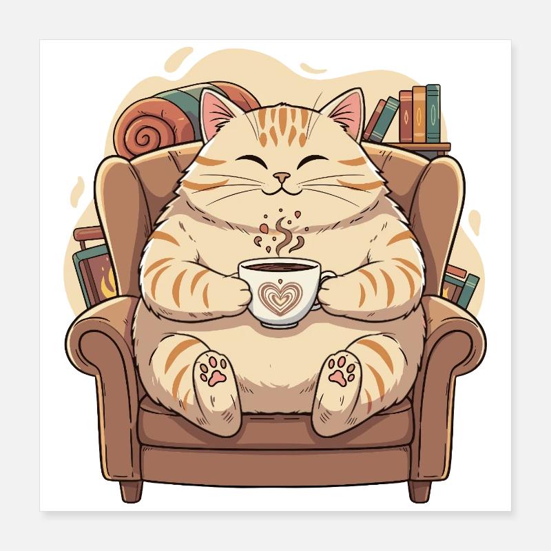 Cuddly kitten with heart coffee Poster 16" x 16" (40x40 cm)