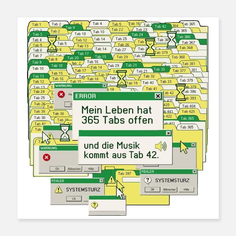 Leben, 365 Tabs Offen Poster 40x40 cm