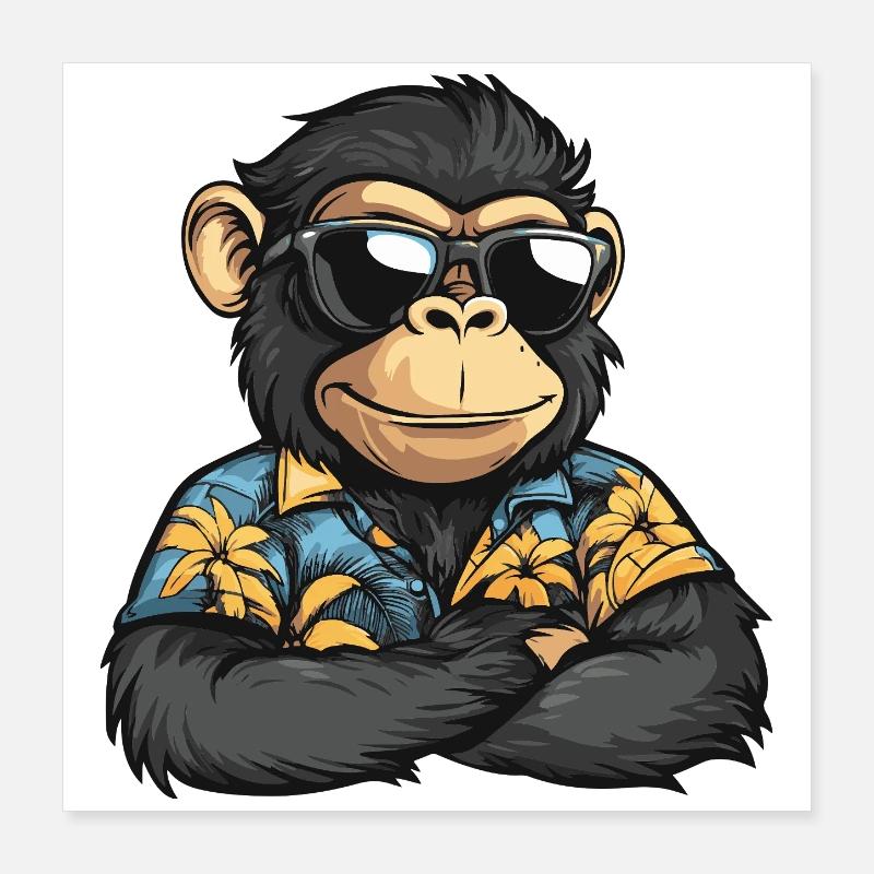 Affe Comic Urlaub Poster 40x40 cm