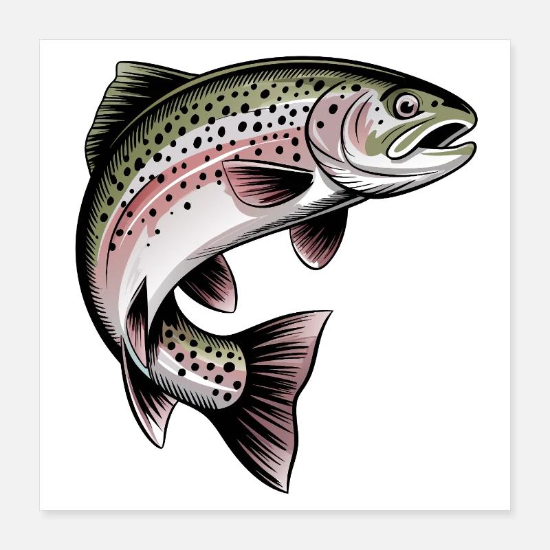 Pêche à la truite Poster 40 x 40 cm