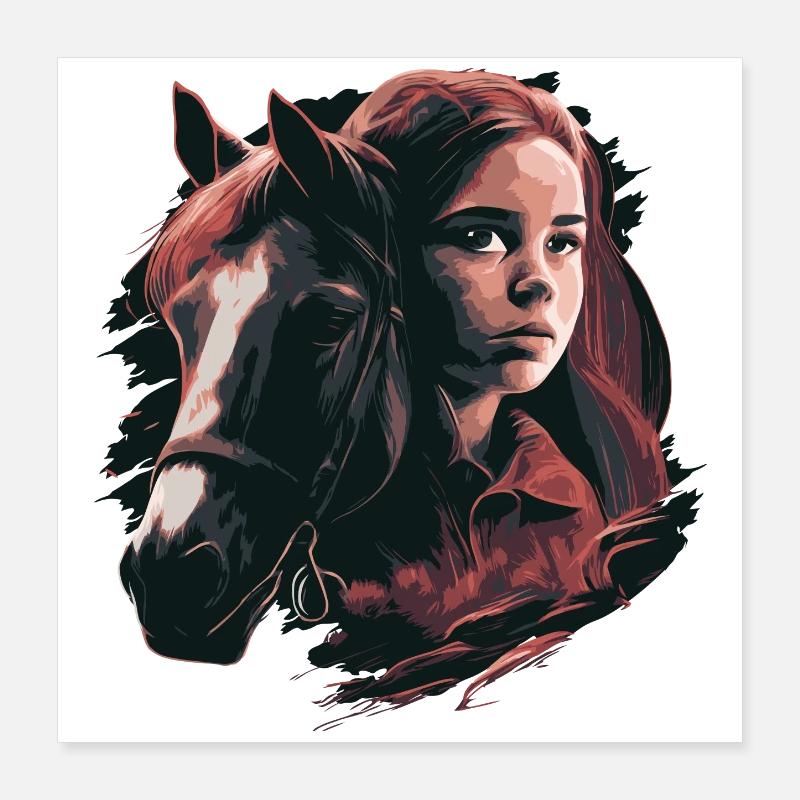 Pferdemädchen Poster 40x40 cm