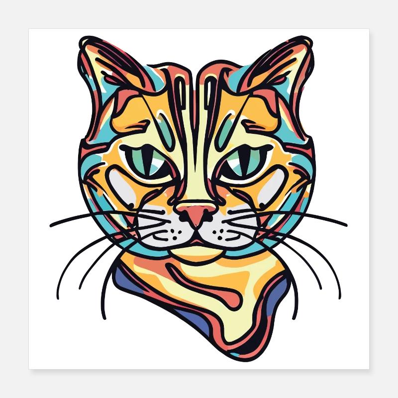 Bunte Katze Poster 40x40 cm