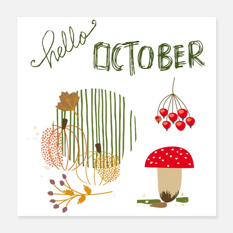 Octobre Automne Poster 40 x 40 cm